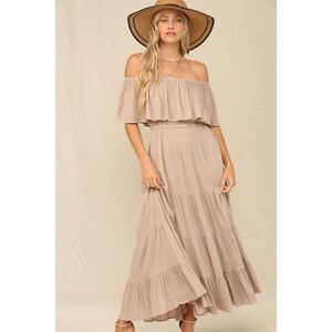 Kyemi RUFFLE OFF THE SHOULDER MAXI DRESS